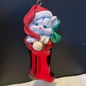 Kitten in stocking Christmas ornament